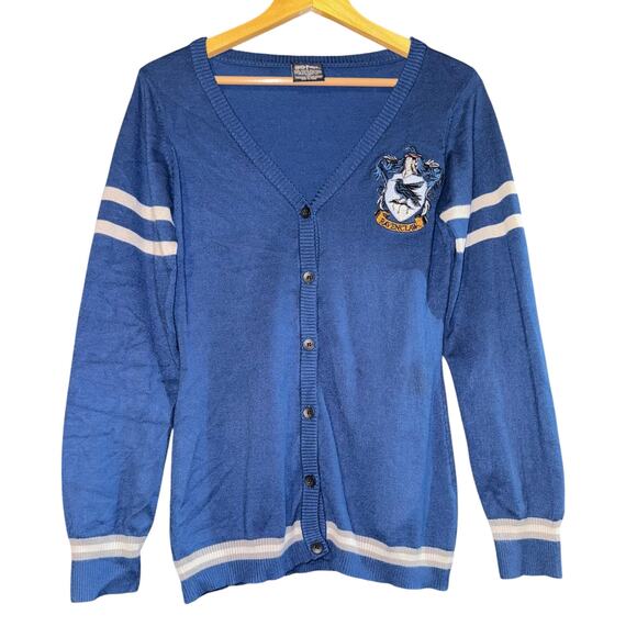 Harry Potter Ravenclaw Cardigan Sweater Blue Small Hot Topic Official Crest Crow - Picture 1 of 6
